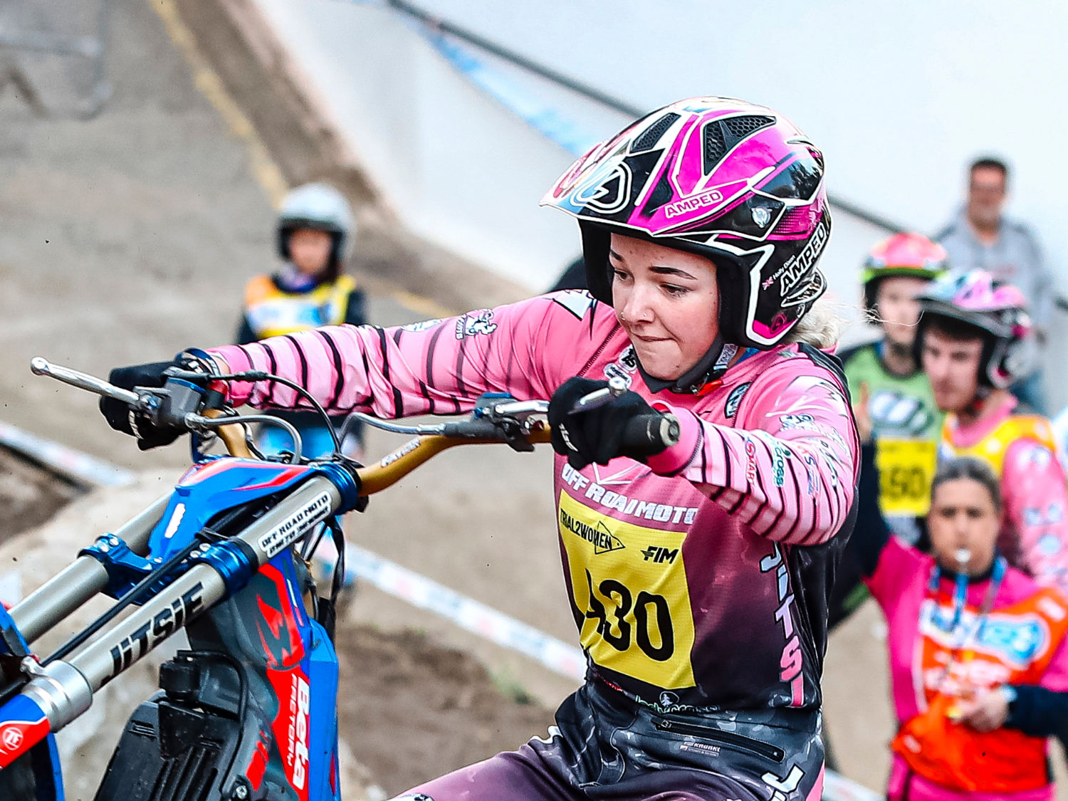 Airoh trials helmet wrap in pink - Holly Dixon