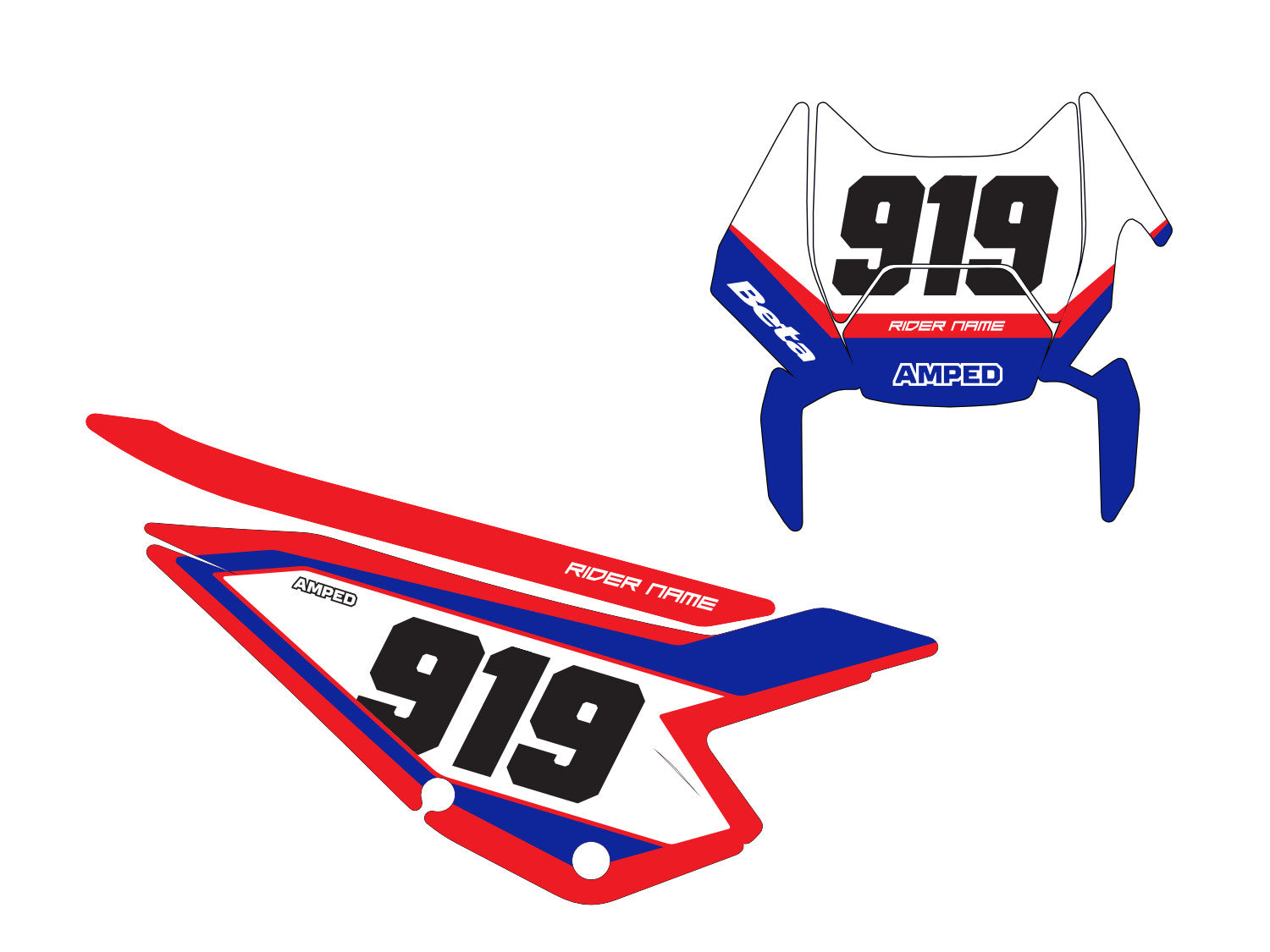 Amped A1 Beta Enduro Number Board Graphics Motocross Enduro