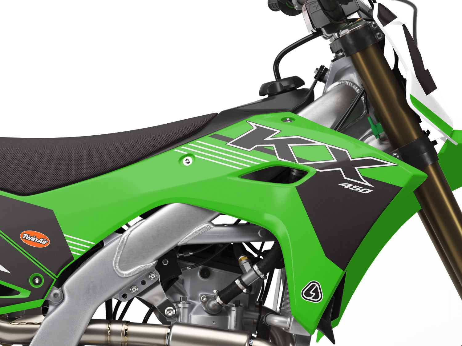 Polar Kawasaki KX Graphics - Green Black close up