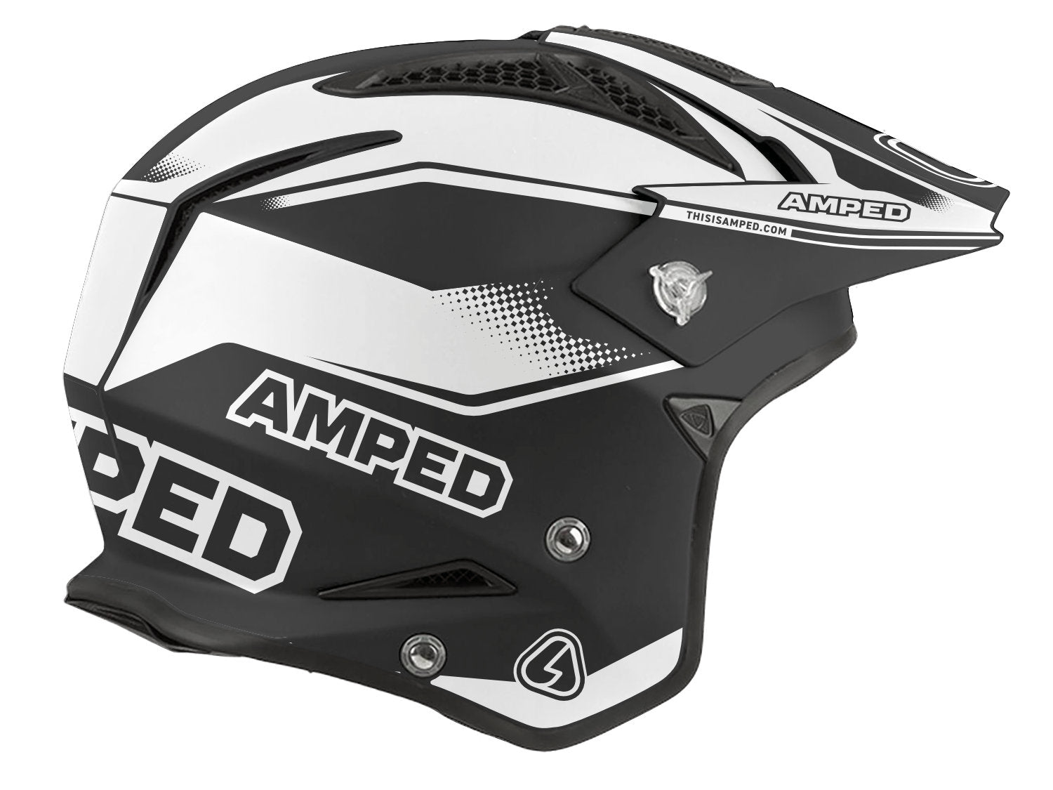 Amped MK2 Airoh Trials Helmet Stickers - BW Render