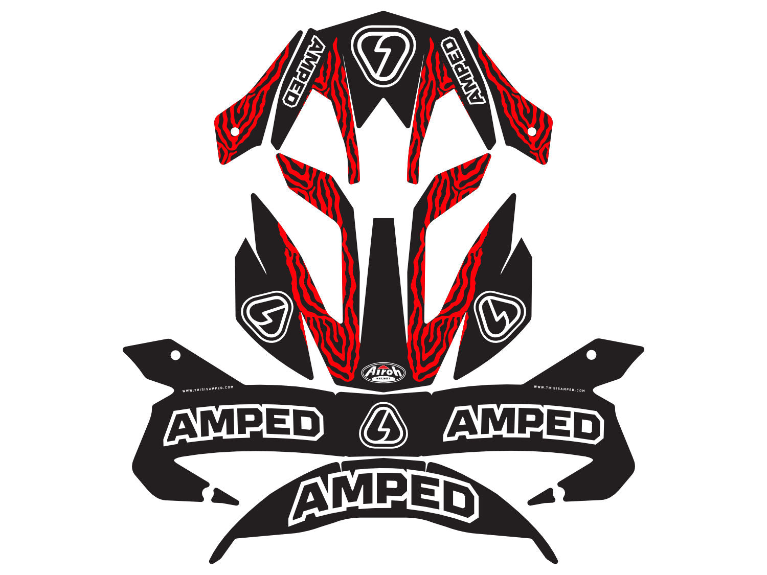 Amped Zebra Airoh Trials Helmet Stickers - R