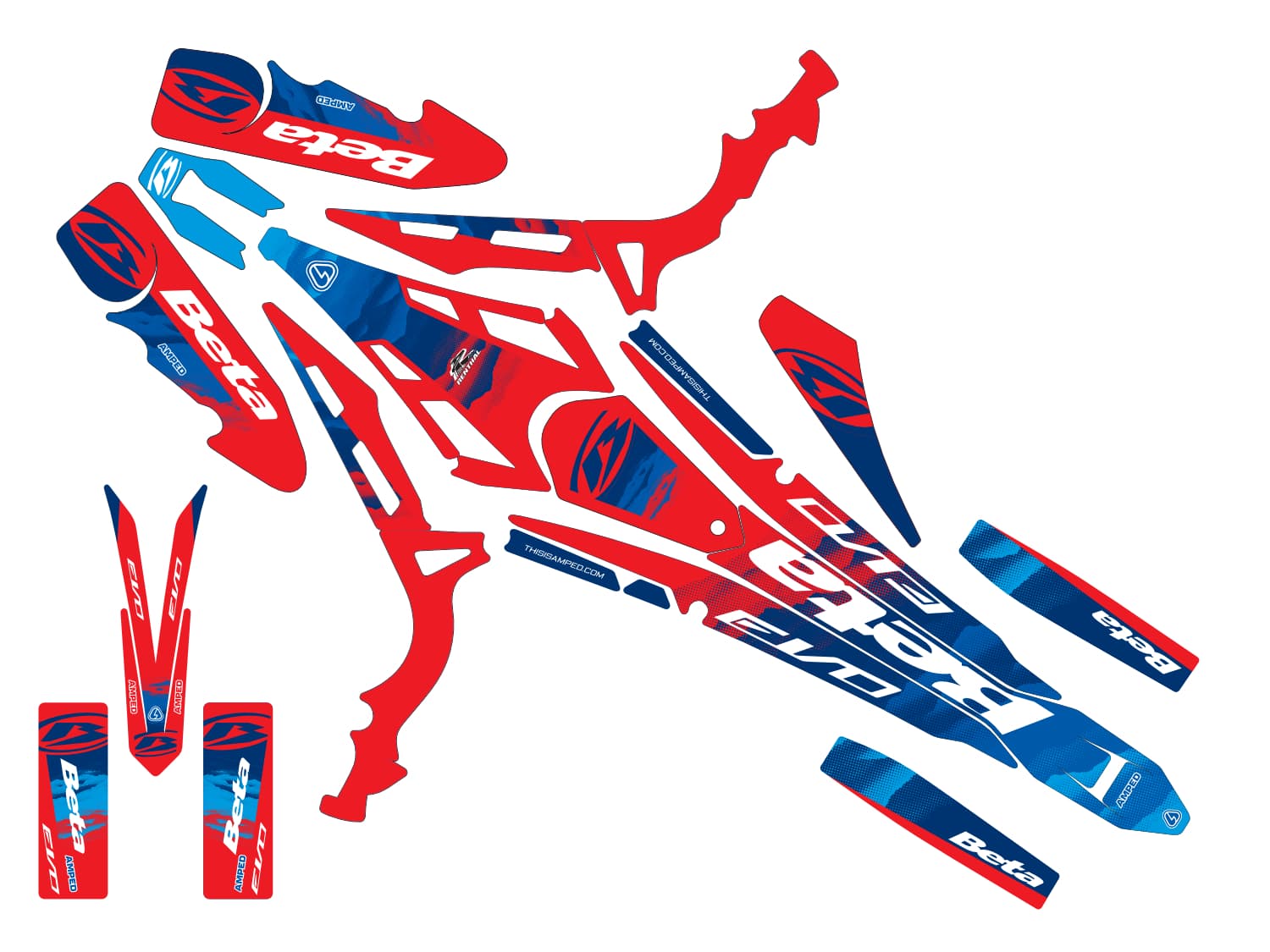 Amped Coastal Beta Evo Trials Graphics - Blue Red