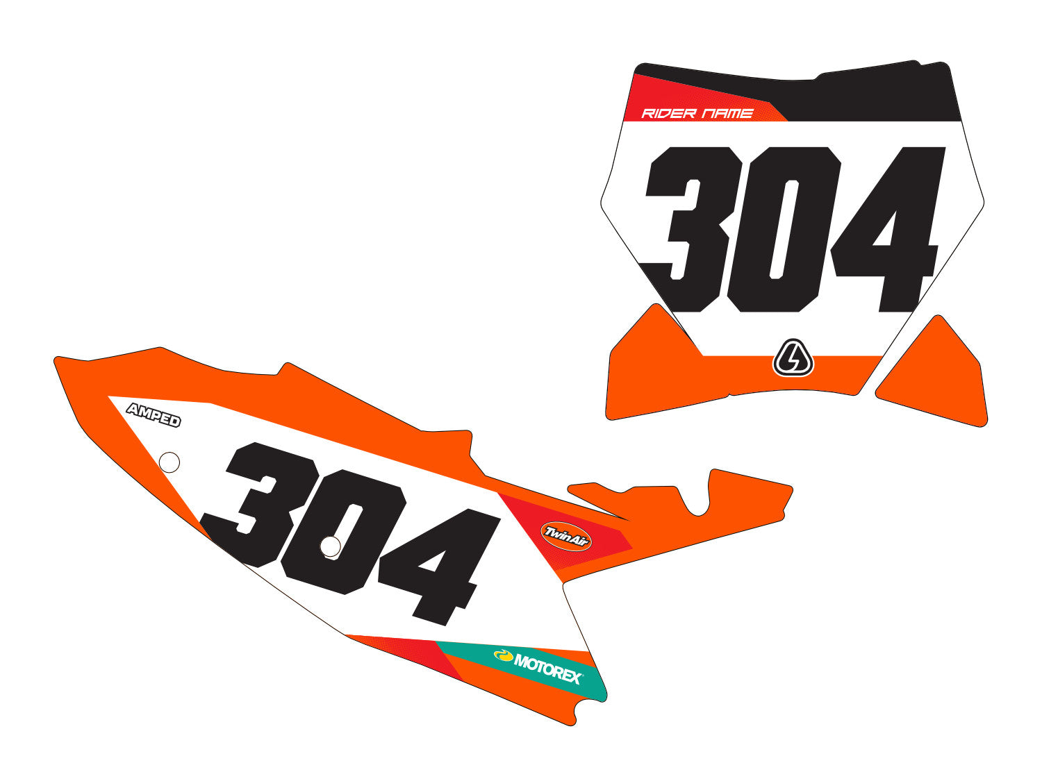 Amped A1 KTM MX Number Board Graphics