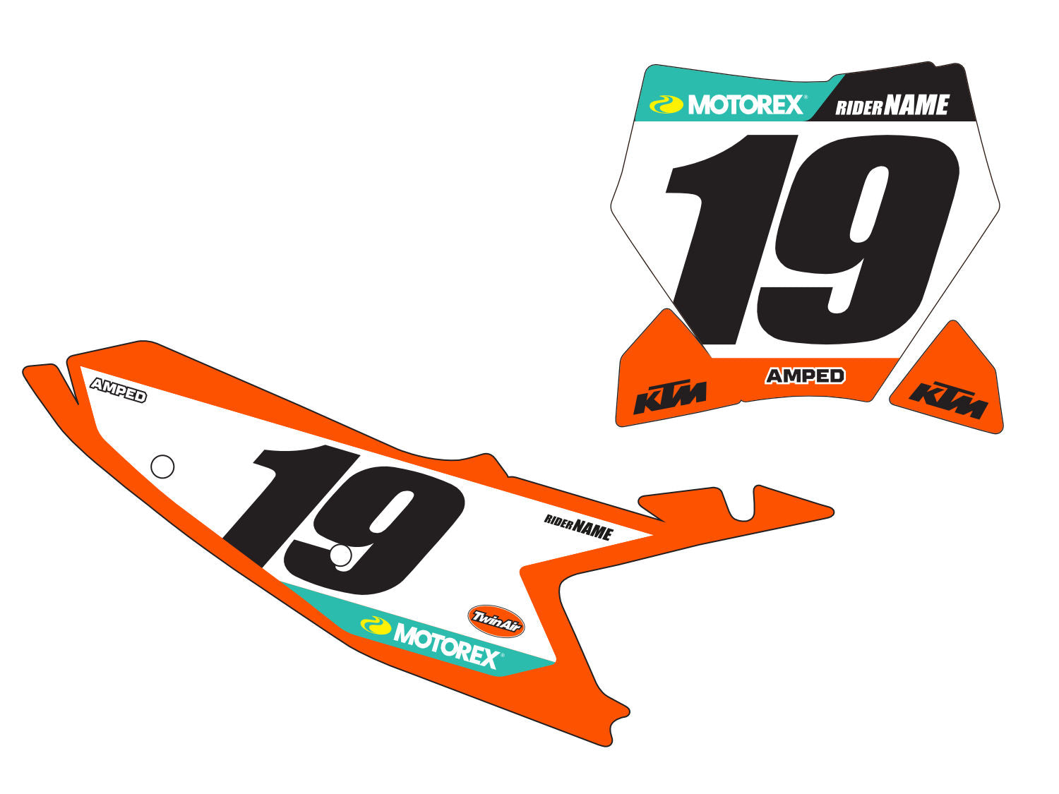 Amped A3 KTM MX Number Board Graphics