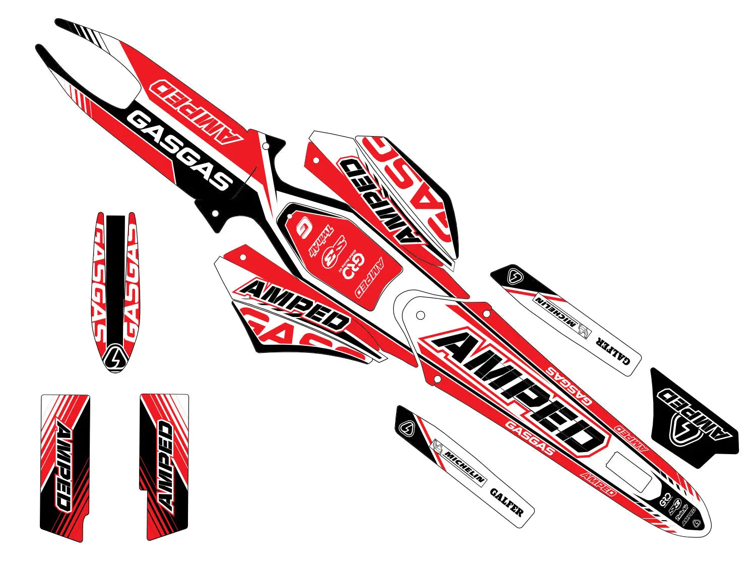 Gas Txt Pro Gas Gas Trials Graphics Kit Amped Split GasGas Trials