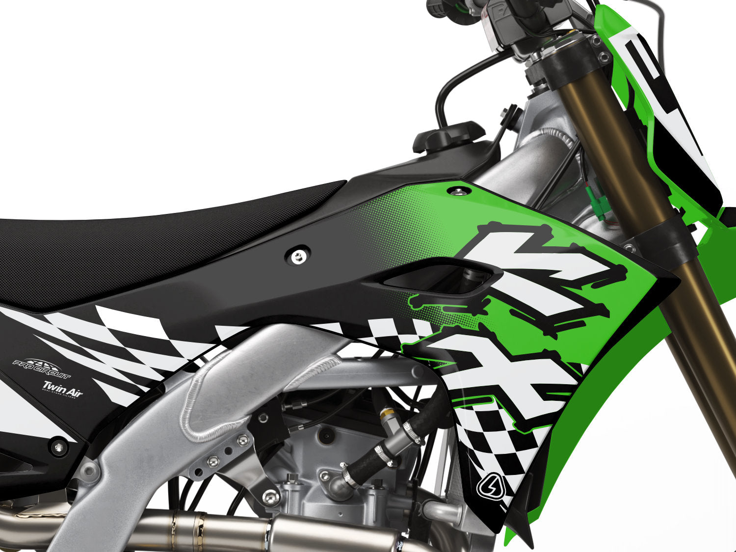 Nineties Kawasaki KX Graphics - BG Close up