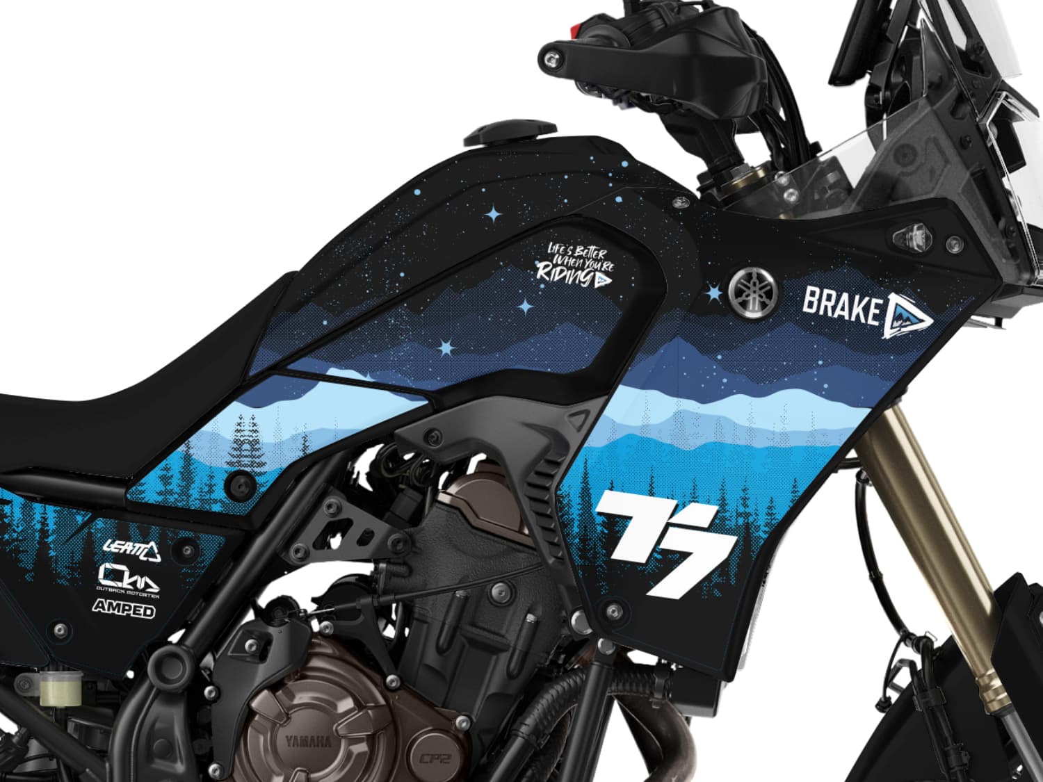 Wilderness Yamaha Tenere 700 Graphics - Blue and Black Close Up